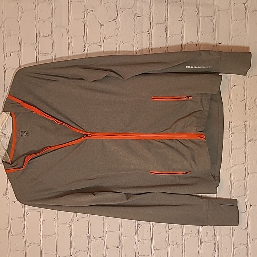 Noble Outfitters Medium Gray Orange Sierra Full Zip Hooded Lightweight Jacket